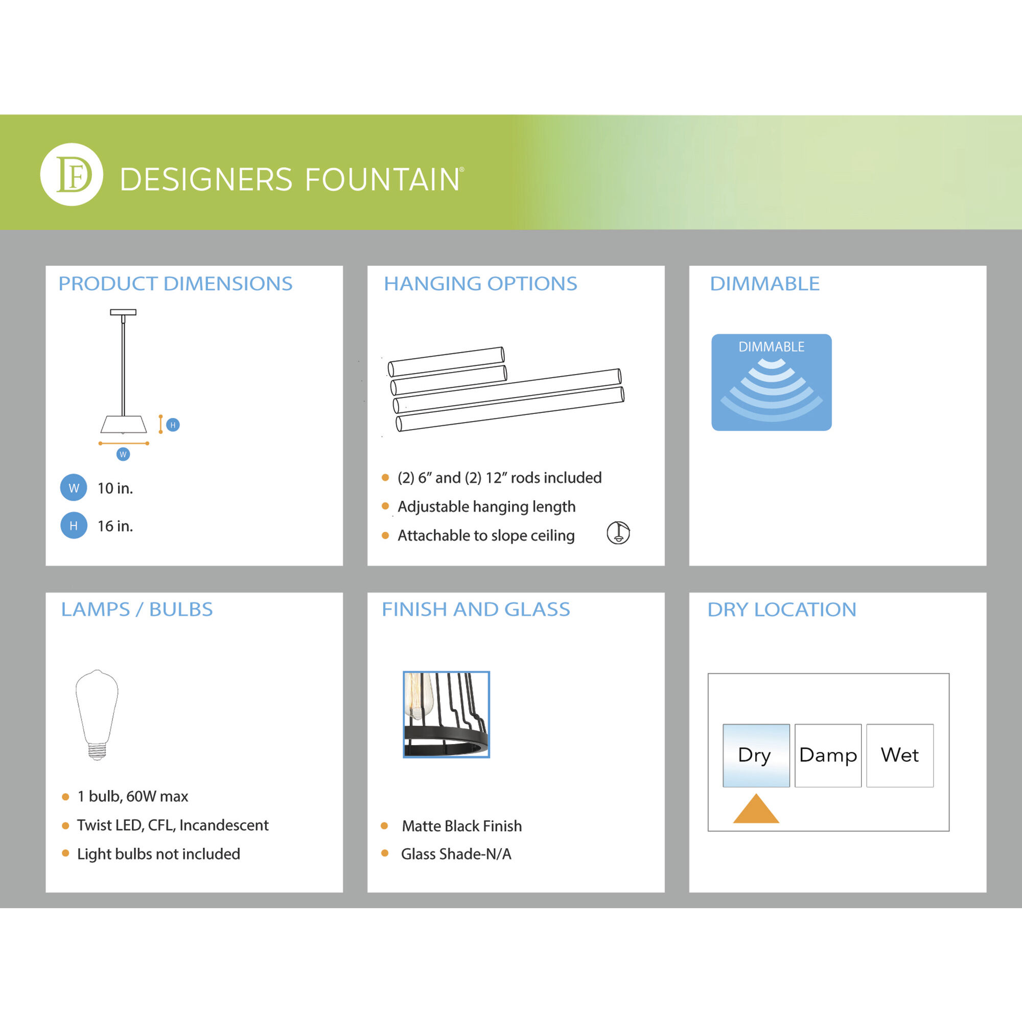 Alba 1 Light 10 inch Matte Black Pendant Ceiling Light